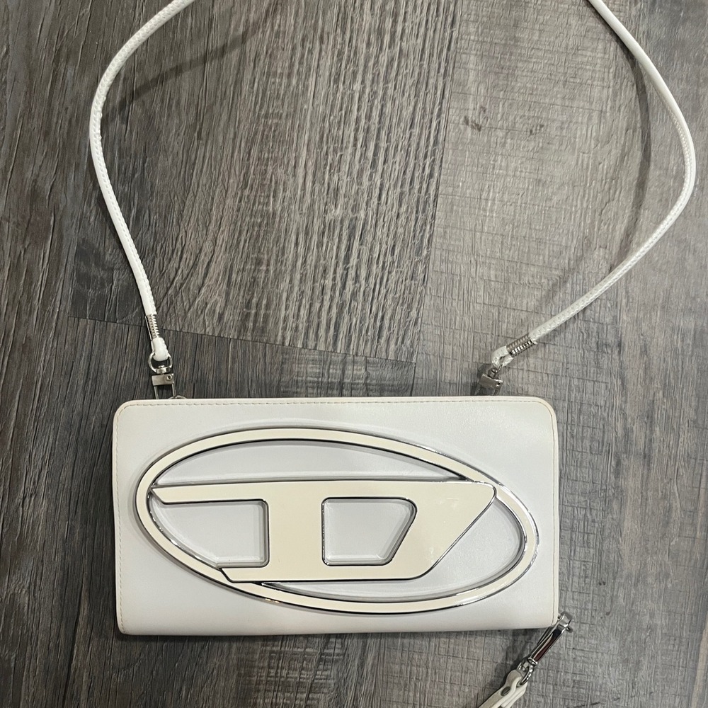 Diesel 1DR Wallet On Chain White Leather Crossbody Bag X08598 T1003 1DR-Wallet
